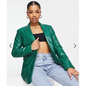 Stradivarius Green Faux Leather Blazer LAST CALL